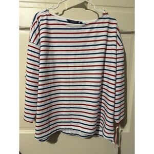 VINEYARD VINES Red White Blue Jamestown Striped Boat Neck Top Cotton‎ Women's XL